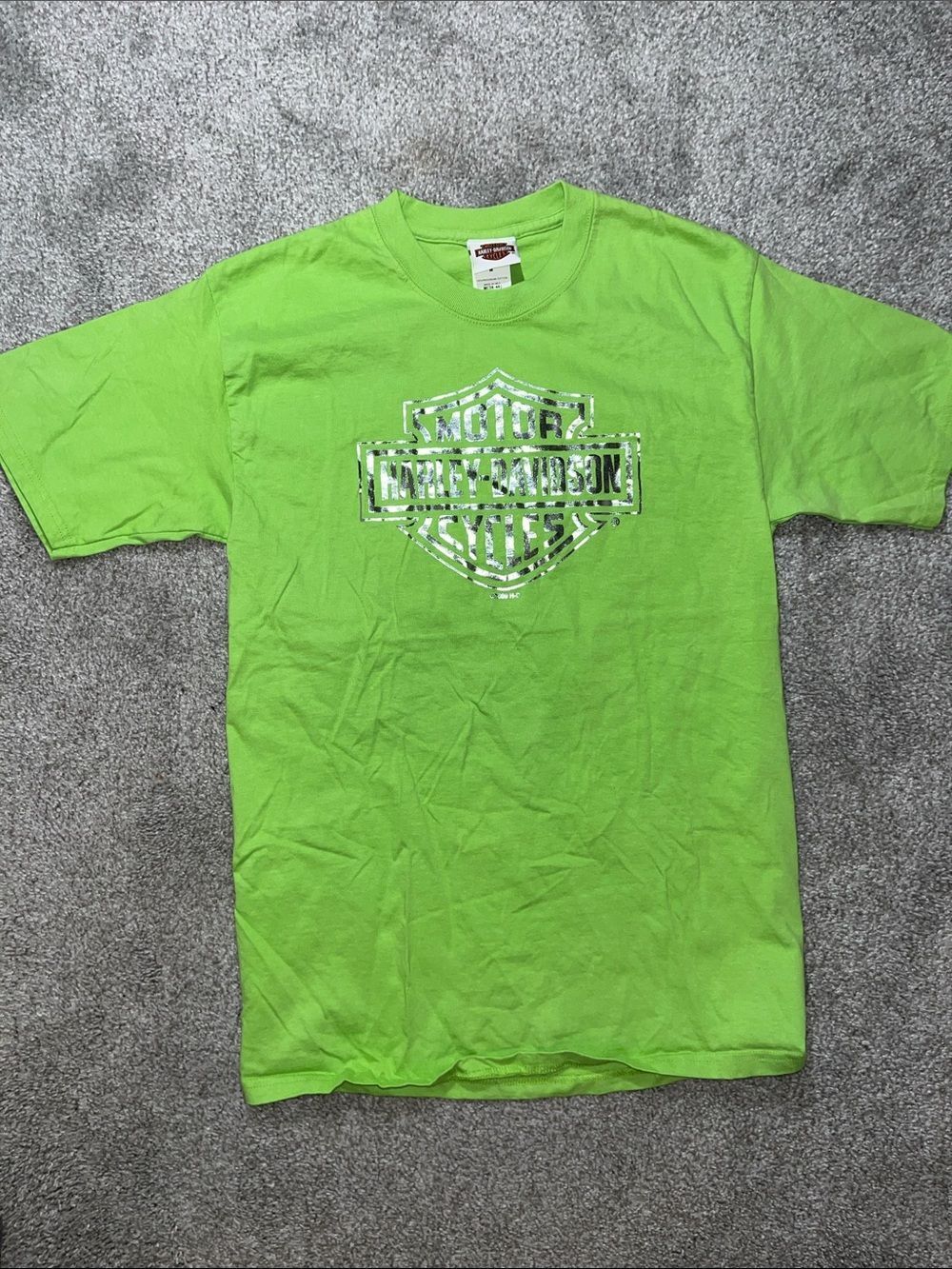 Lime Green Shiny Logo Harley Davidson north wilkesboro NC T shirt M